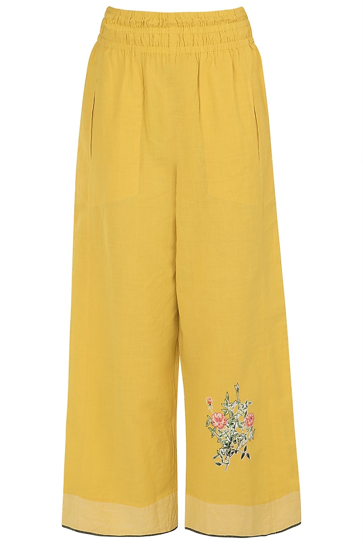 Yellow Elasticated Pants by Payal Pratap
