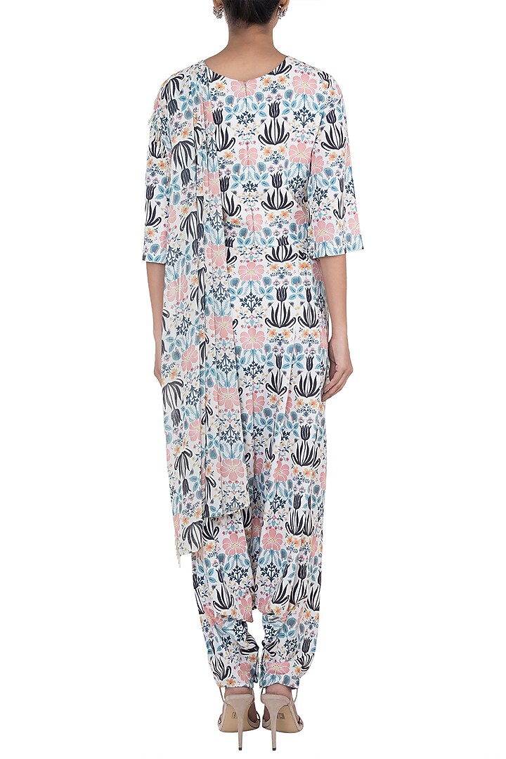 Cream Printed Top With Pants & Attached Dupatta by PS Pret by Payal Singhal at Pernia's Pop Up Shop