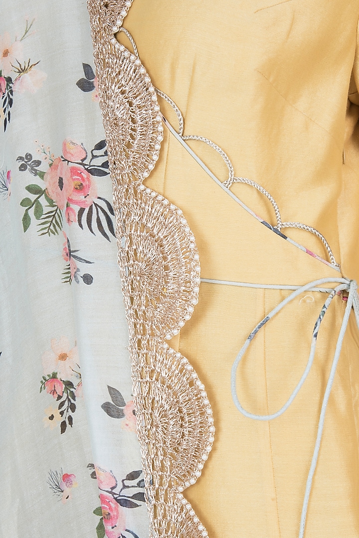 Pale Yellow Kurta With Churidaar Pants & Printed Dupatta by PS Pret by Payal Singhal at Pernia's Pop Up Shop