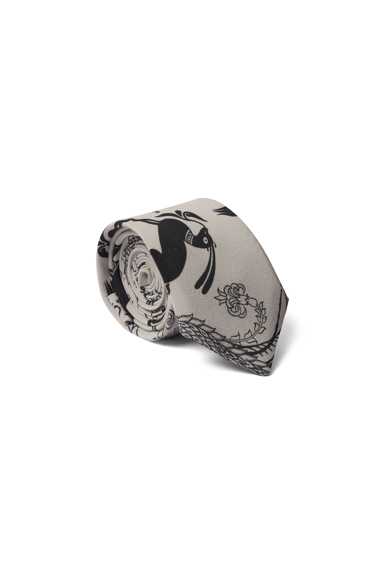 Grey Khargosh Printed Tie by Payal Singhal Men at Pernia's Pop Up Shop