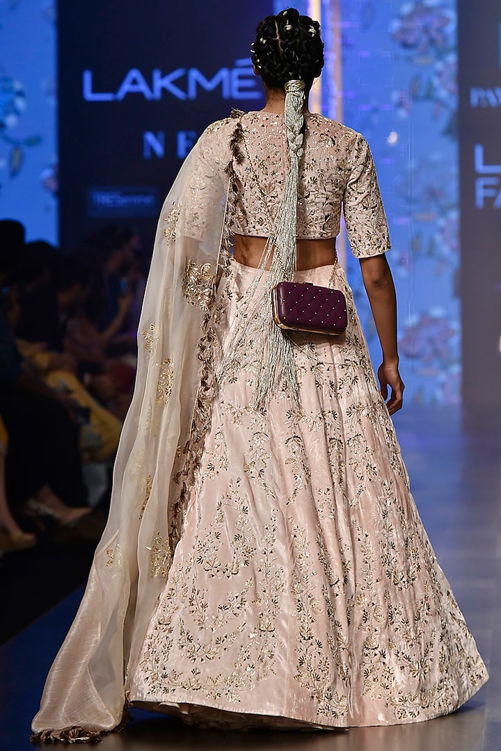 Nude Embroidered Lehenga Set by Payal Singhal
