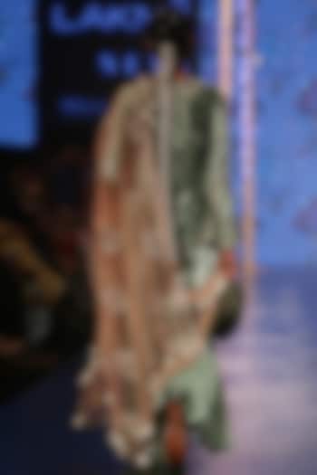 Mint Blue & Coral Embroidered Bridal Sharara Set by Payal Singhal at Pernia's Pop Up Shop