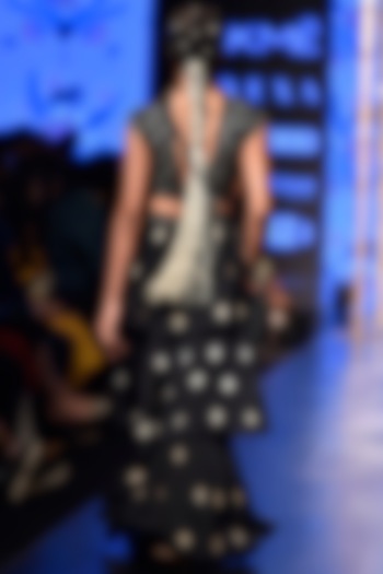 Black Embroidered Blouse With Bridal Sharara Pants by Payal Singhal at Pernia's Pop Up Shop