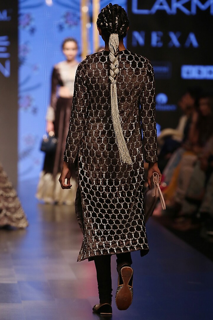 Forest Green Embroidered Kurta With Churidar Pants by Payal Singhal