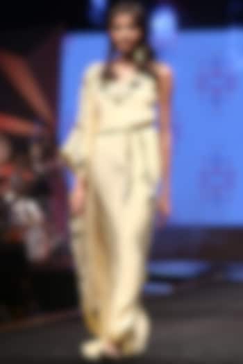 Pale Lime Green One Sided Kaftan With Belt by Payal Singhal