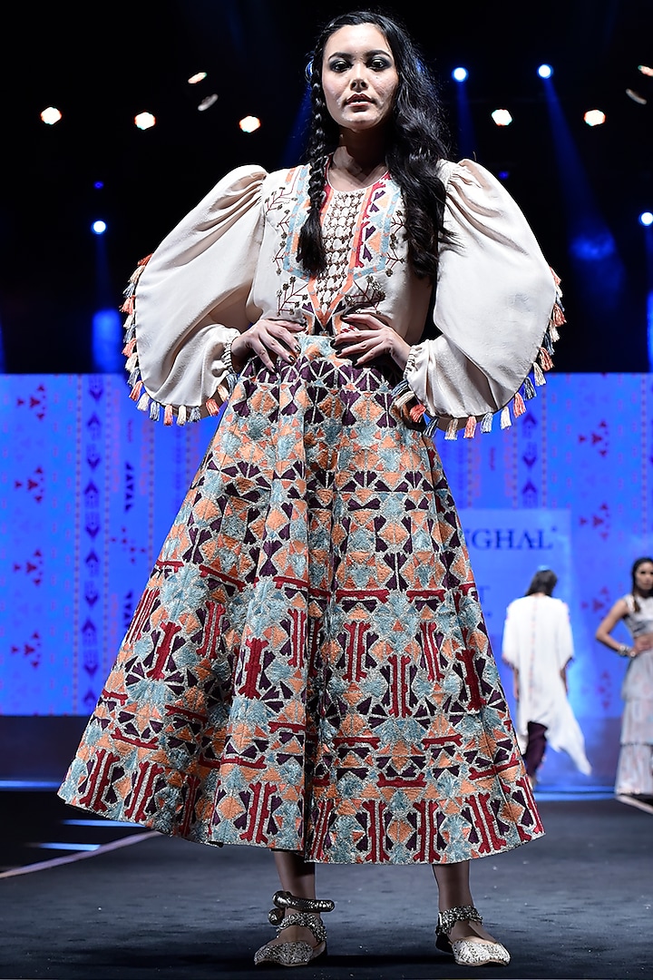 Stone Embroidered Top With Skirt by Payal Singhal