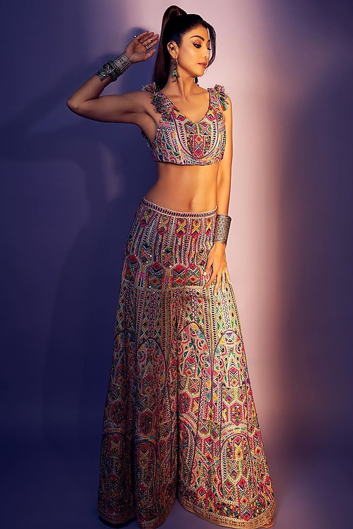 Multicolored Embroidered Sharara Set by Payal Singhal