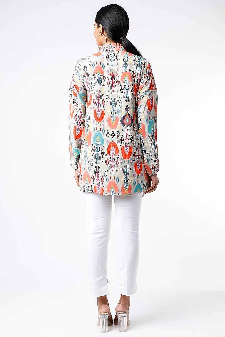 White Waterfall Printed Jacket Set by Payal Singhal at Pernia's Pop Up Shop