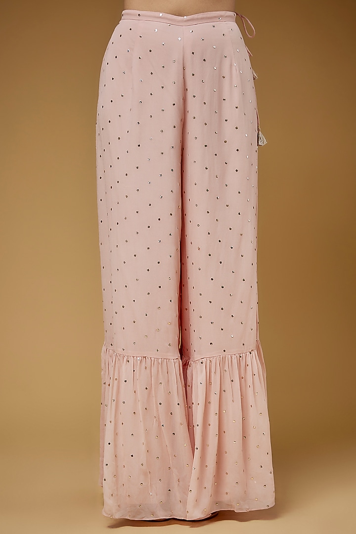 Rose Pink Mukaish Georgette Wedding Sharara Set by Payal Singhal at Pernia's Pop Up Shop