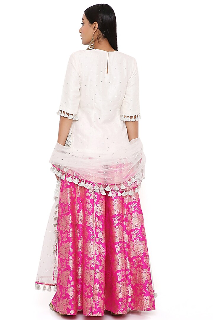 Hot Pink Brocade Wedding Sharara Set by Payal Singhal at Pernia's Pop Up Shop