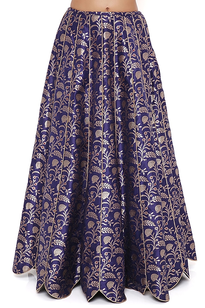 Navy Blue Embroidered Wedding Lehenga Set by Payal Singhal at Pernia's Pop Up Shop