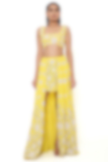 Yellow Embroidered Skirt Set by Payal Singhal at Pernia's Pop Up Shop