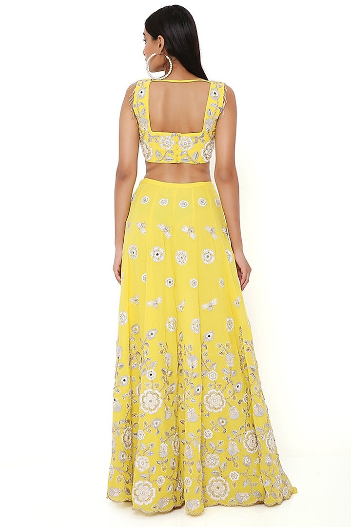 Yellow Embroidered Skirt Set by Payal Singhal at Pernia's Pop Up Shop