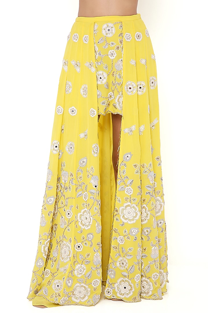 Yellow Embroidered Skirt Set by Payal Singhal at Pernia's Pop Up Shop