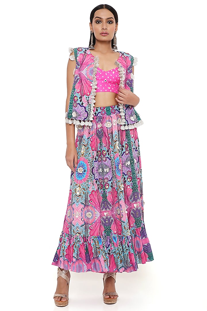 Multi-Coloured Printed Jacket Set by Payal Singhal