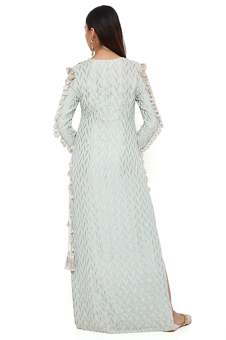 Powder Blue Georgette Kaftan by Payal Singhal at Pernia's Pop Up Shop
