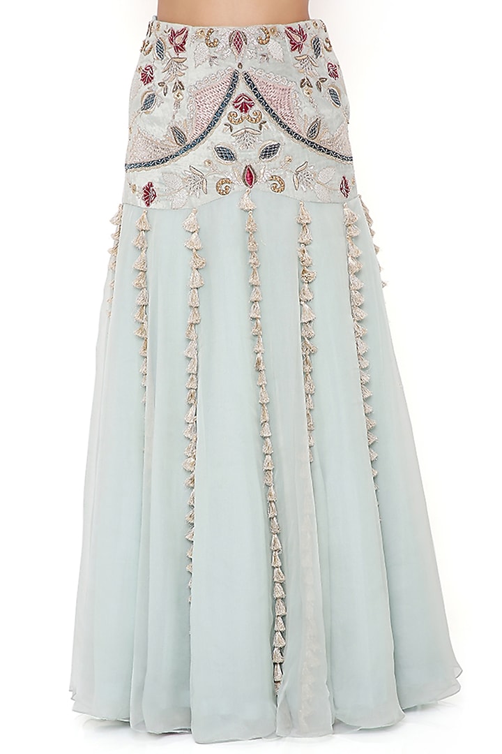 Powder Blue Embroidered Wedding Lehenga Set by Payal Singhal at Pernia's Pop Up Shop