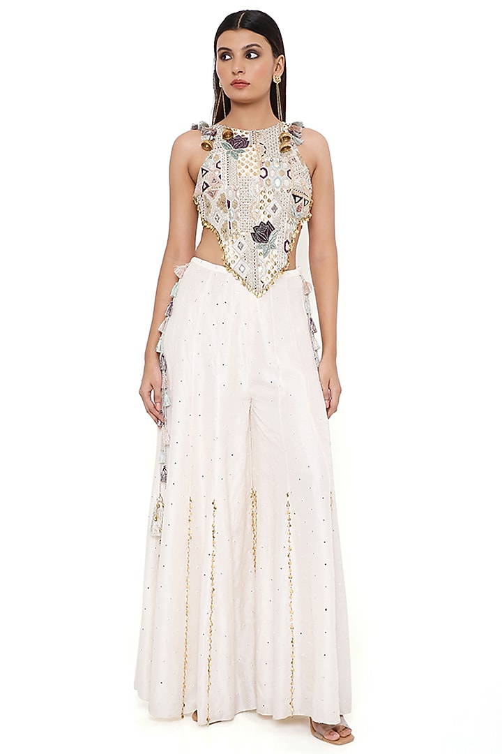 Off-White Silk Wedding Sharara Set by Payal Singhal at Pernia's Pop Up Shop