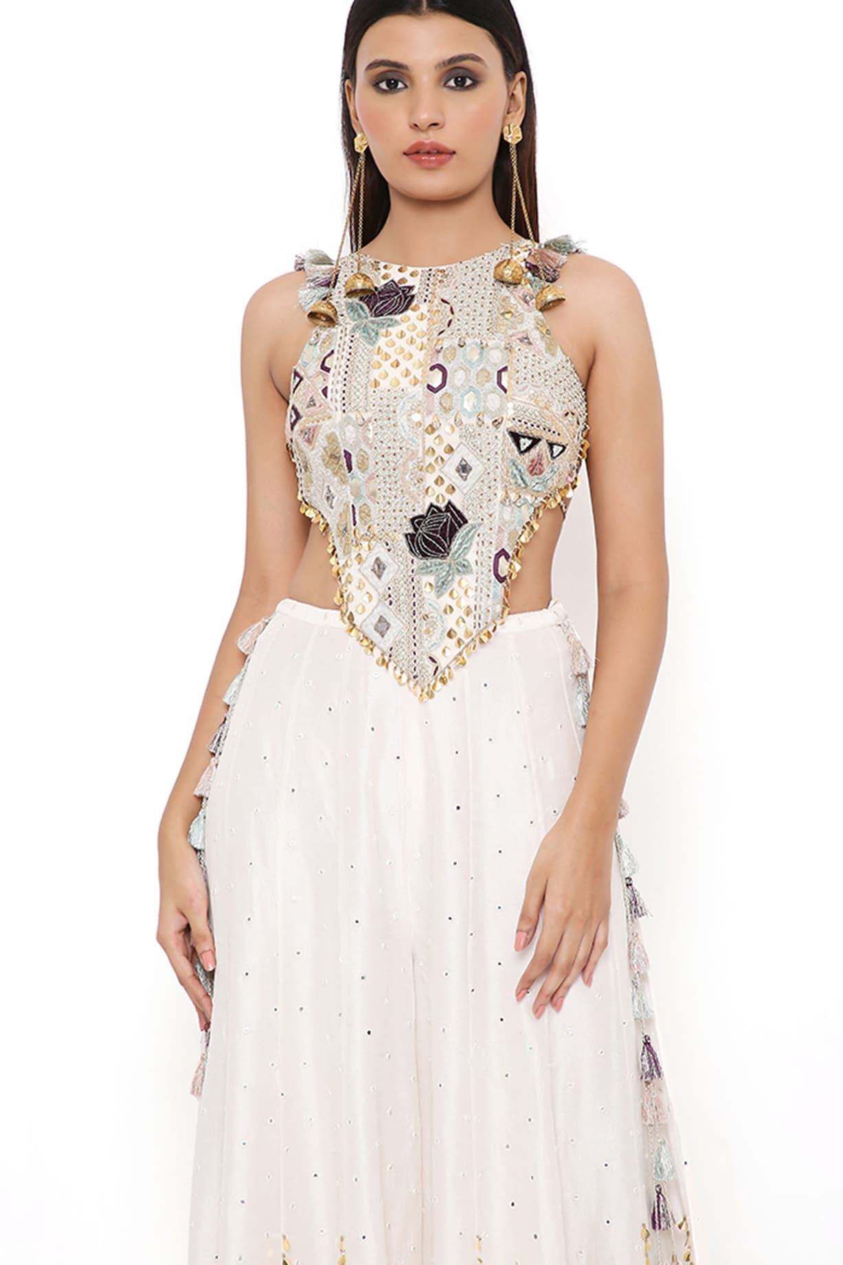 Payal Singhal - White Silkmul Embroidered Round Inaya Kurta Palazzo Set For  Women