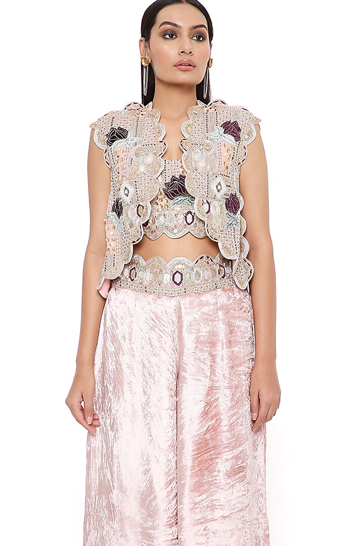 Multi-Coloured Embroidered Jacket Set by Payal Singhal at Pernia's Pop Up Shop