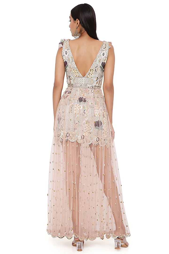 Rose Pink Net Skirt Set by Payal Singhal at Pernia's Pop Up Shop