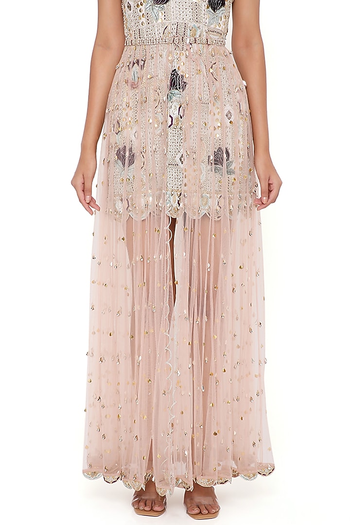 Rose Pink Net Skirt Set by Payal Singhal at Pernia's Pop Up Shop