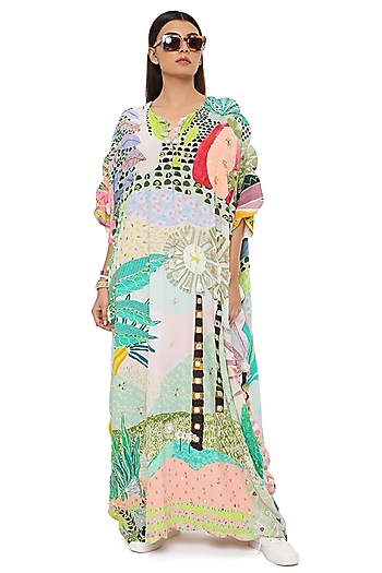 Multi-Coloured Printed Kaftan by Payal Singhal at Pernia's Pop Up Shop