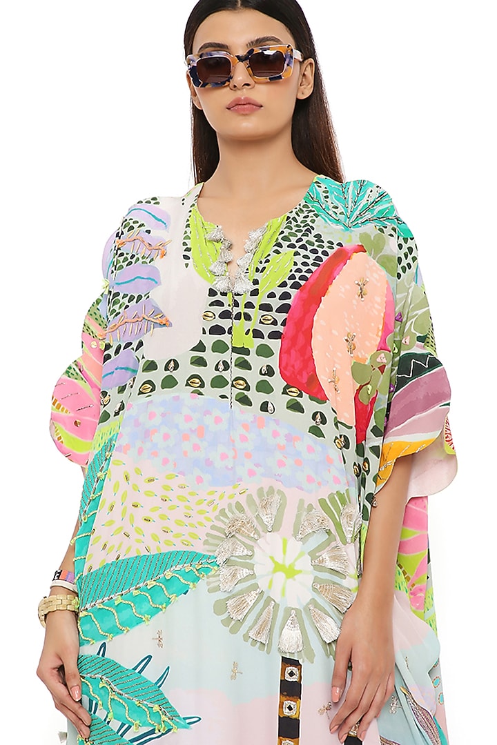 Multi-Coloured Printed Kaftan by Payal Singhal at Pernia's Pop Up Shop