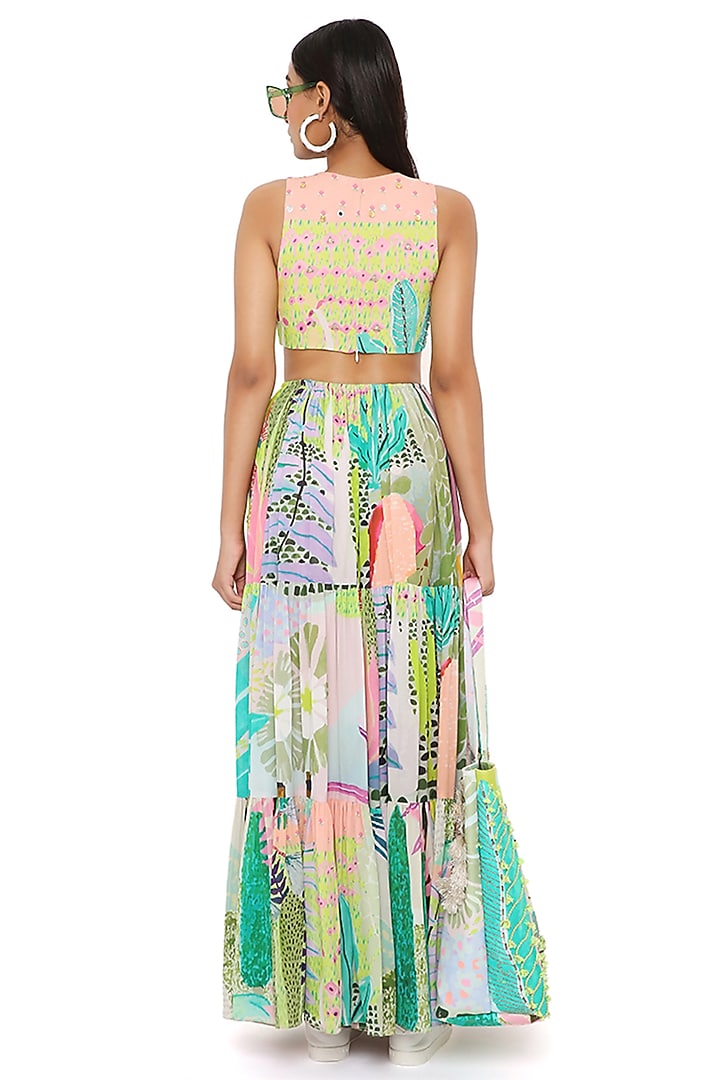 Multi-Coloured Printed Party Wear Dress by Payal Singhal at Pernia's Pop Up Shop