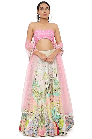 Multi-Coloured Printed Lehenga Set by Payal Singhal