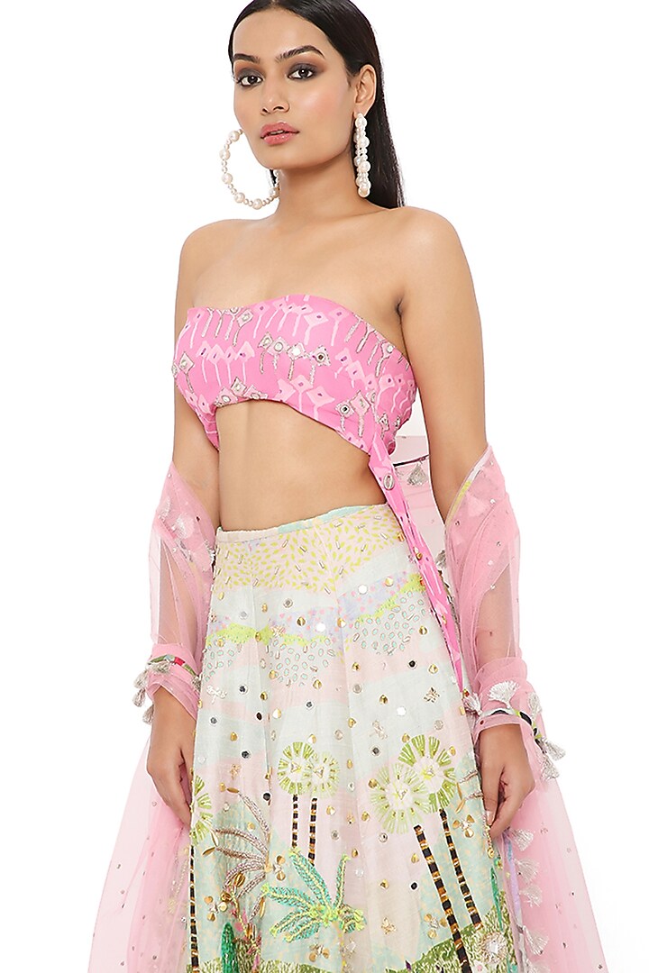 Multi-Coloured Printed Wedding Lehenga Set by Payal Singhal at Pernia's Pop Up Shop