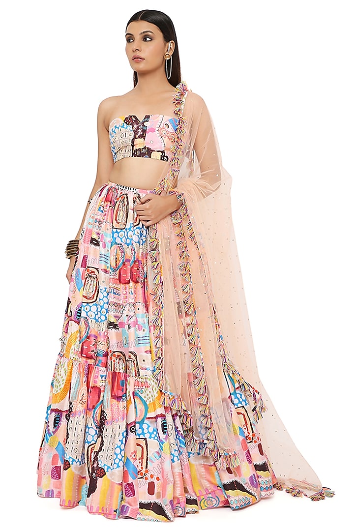 Multi-Coloured Embroidered Lehenga Set by Payal Singhal