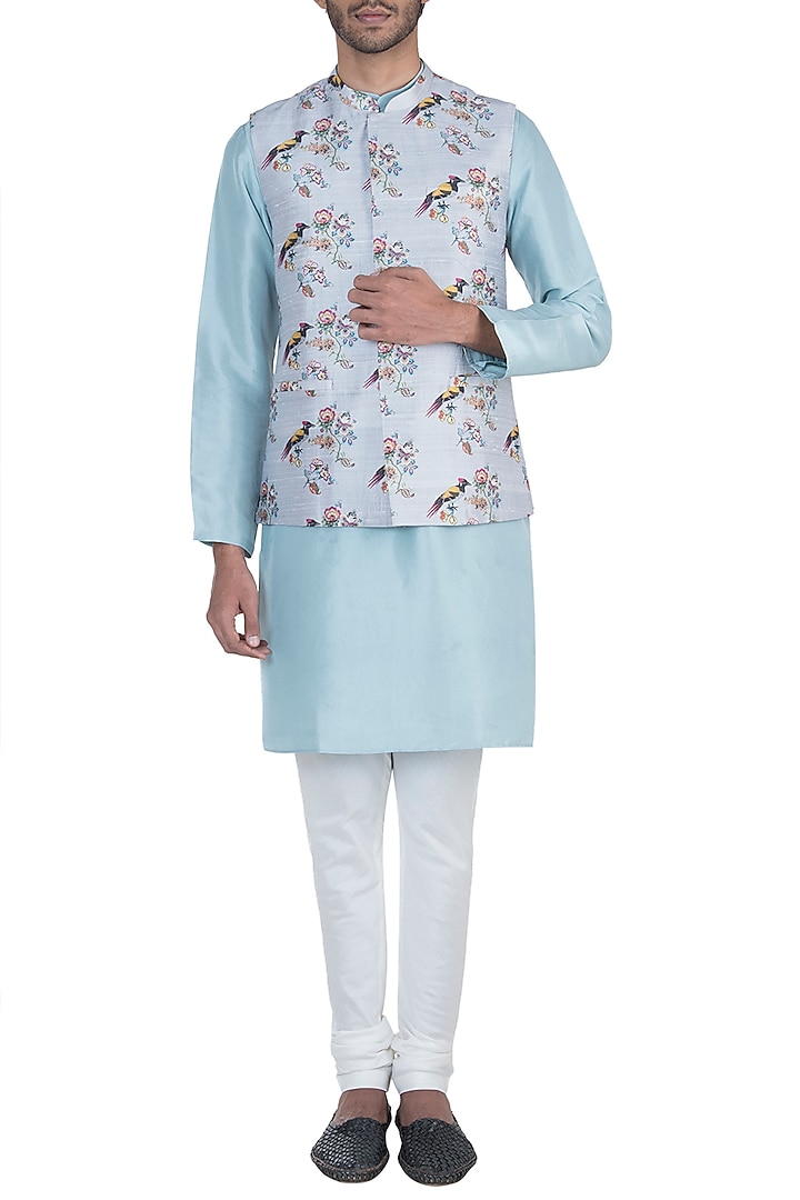 Grey printed bandi jacket available only at Pernia's Pop Up Shop.