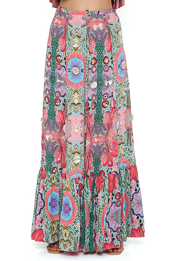 Multi-Colored Printed & Embroidered Skirt Set by Payal Singhal at Pernia's Pop Up Shop