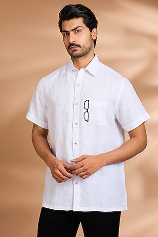 White Linen Shirt by Payal Singhal Men