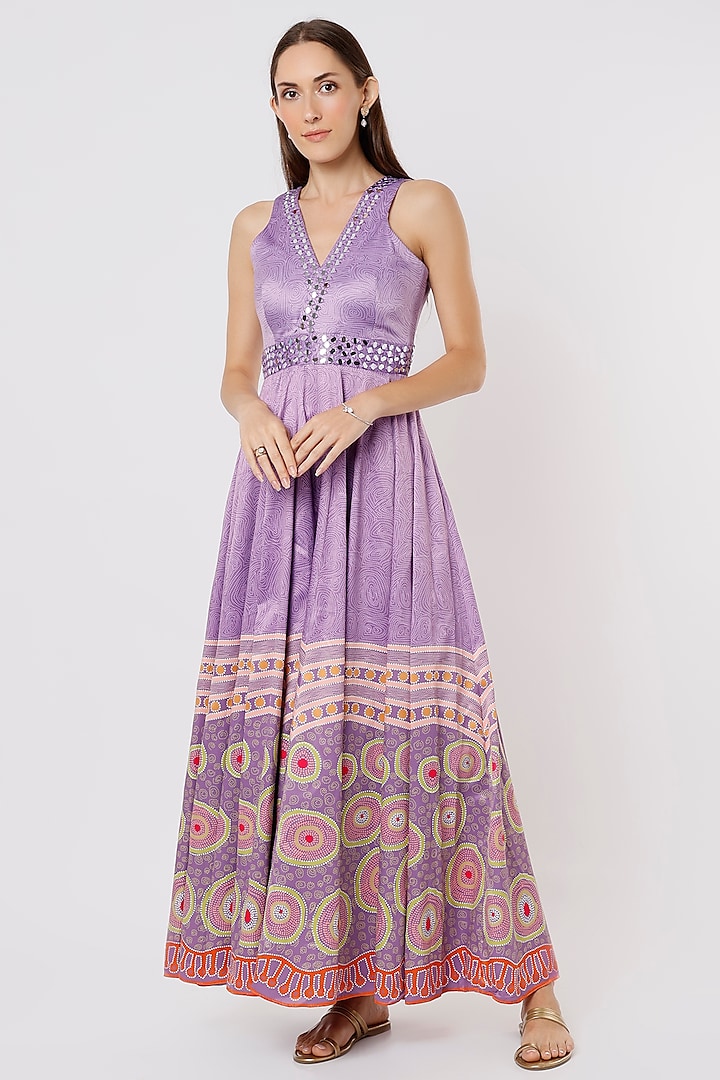 Lilac Satin Jumpsuit by Payal Zinal