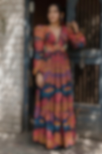Multi-Colored Printed Maxi Dress by Payal Zinal