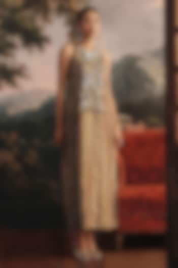 Gold Tissue Embroidered Vacation Dress by Payal & Zinal at Pernia's Pop Up Shop