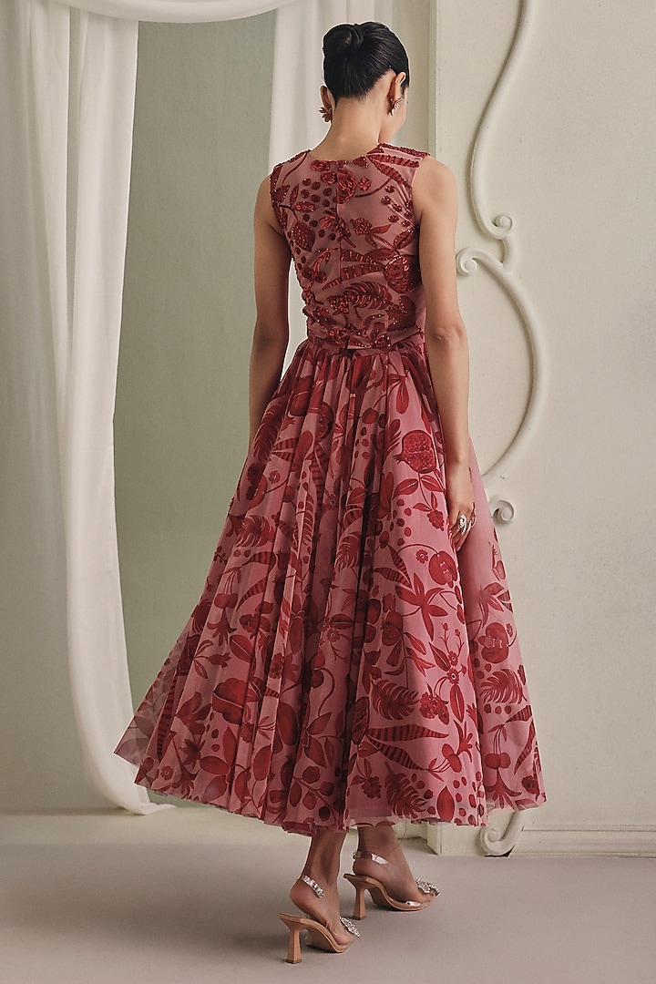 Pink Net Hand Embroidered Skirt Set by Payal & Zinal at Pernia's Pop Up Shop
