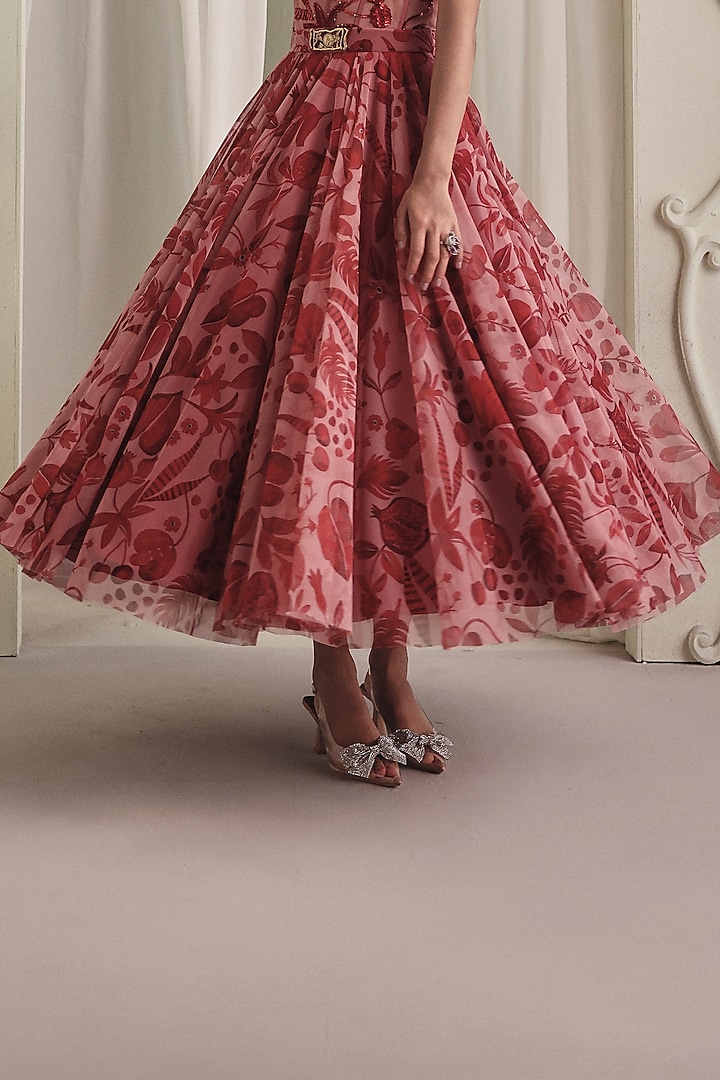 Pink Net Hand Embroidered Skirt Set by Payal & Zinal at Pernia's Pop Up Shop