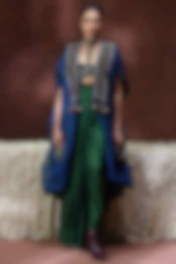 Olive Green Gajji & Organza Kaftan Set by Payal & Zinal at Pernia's Pop Up Shop
