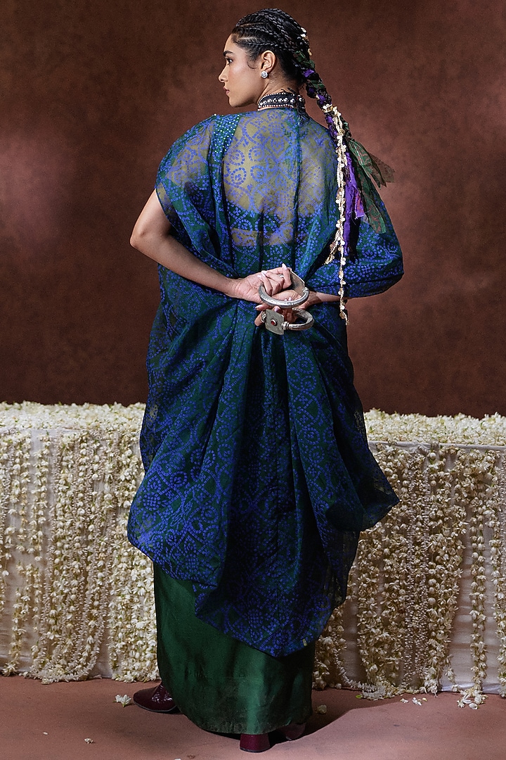 Olive Green Gajji & Organza Kaftan Set by Payal & Zinal at Pernia's Pop Up Shop