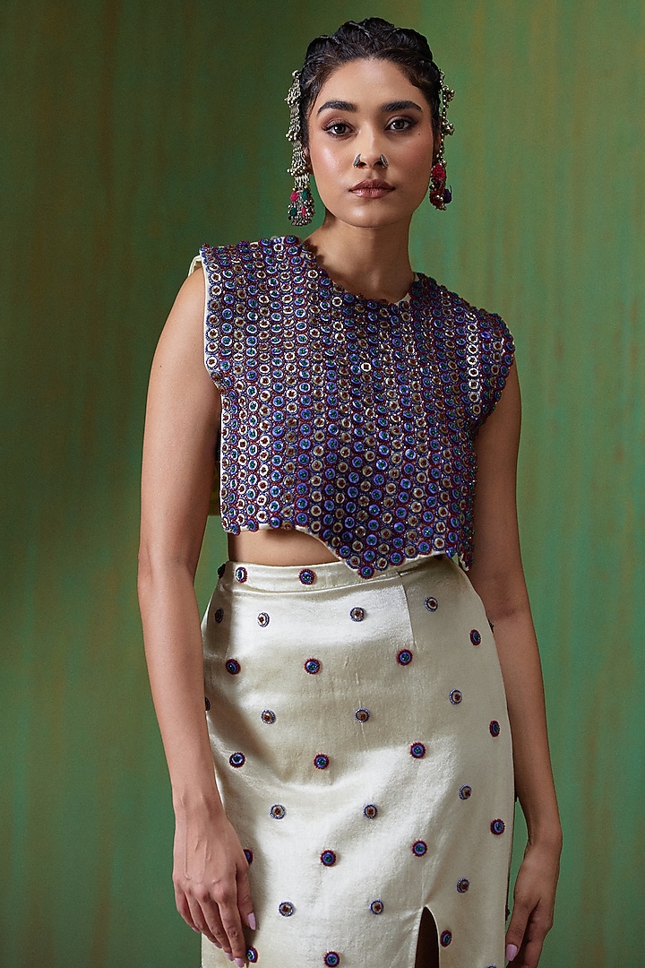 Pista Green Gajji Embellished Slit Skirt Set by Payal & Zinal at Pernia's Pop Up Shop