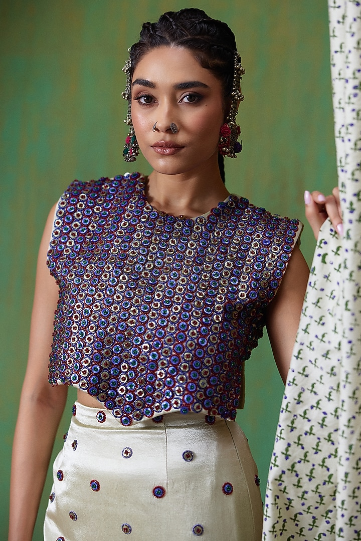 Pista Green Gajji Embellished Slit Skirt Set by Payal & Zinal at Pernia's Pop Up Shop