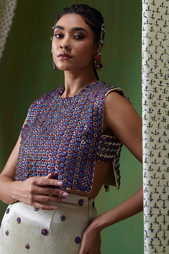 Pista Green Gajji Embellished Slit Skirt Set by Payal & Zinal at Pernia's Pop Up Shop