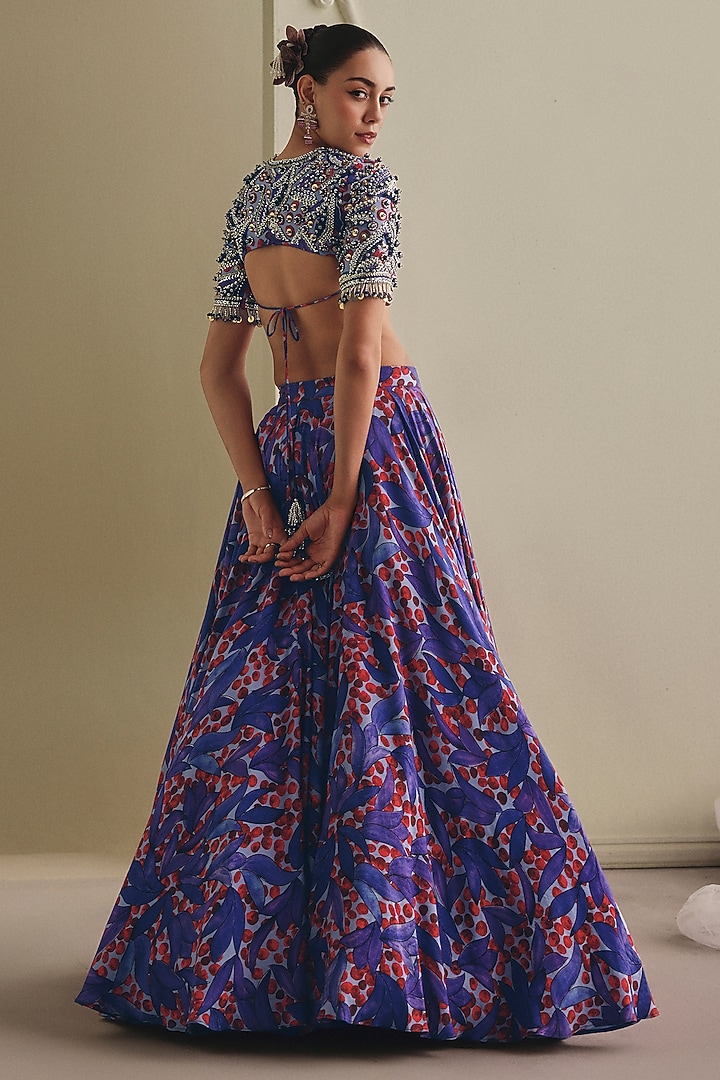 Multi-Colored Zari Floral Printed Wedding Lehenga Set by Payal & Zinal at Pernia's Pop Up Shop