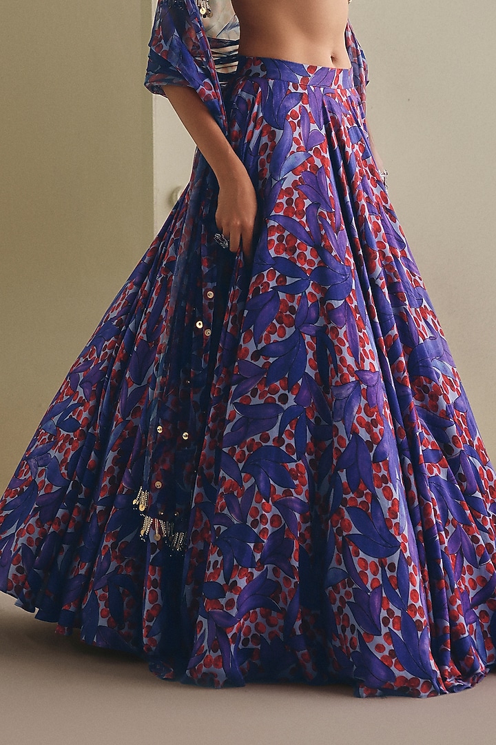 Multi-Colored Zari Floral Printed Wedding Lehenga Set by Payal & Zinal at Pernia's Pop Up Shop