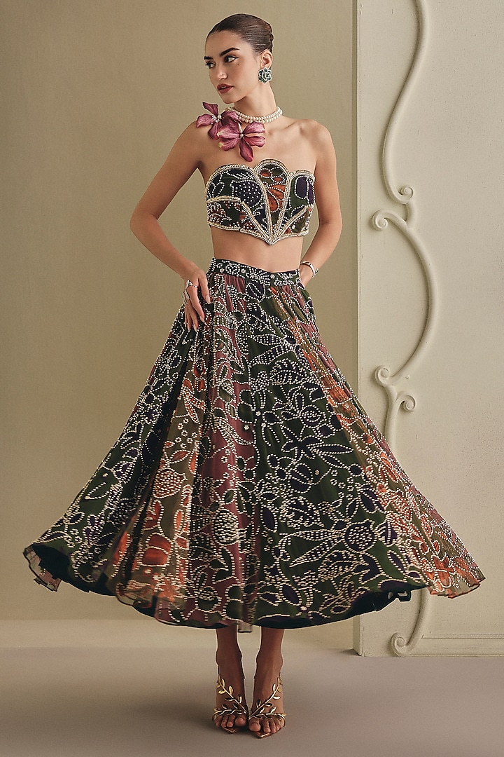 Multi-Colored Net Printed Skirt Set by Payal & Zinal at Pernia's Pop Up Shop
