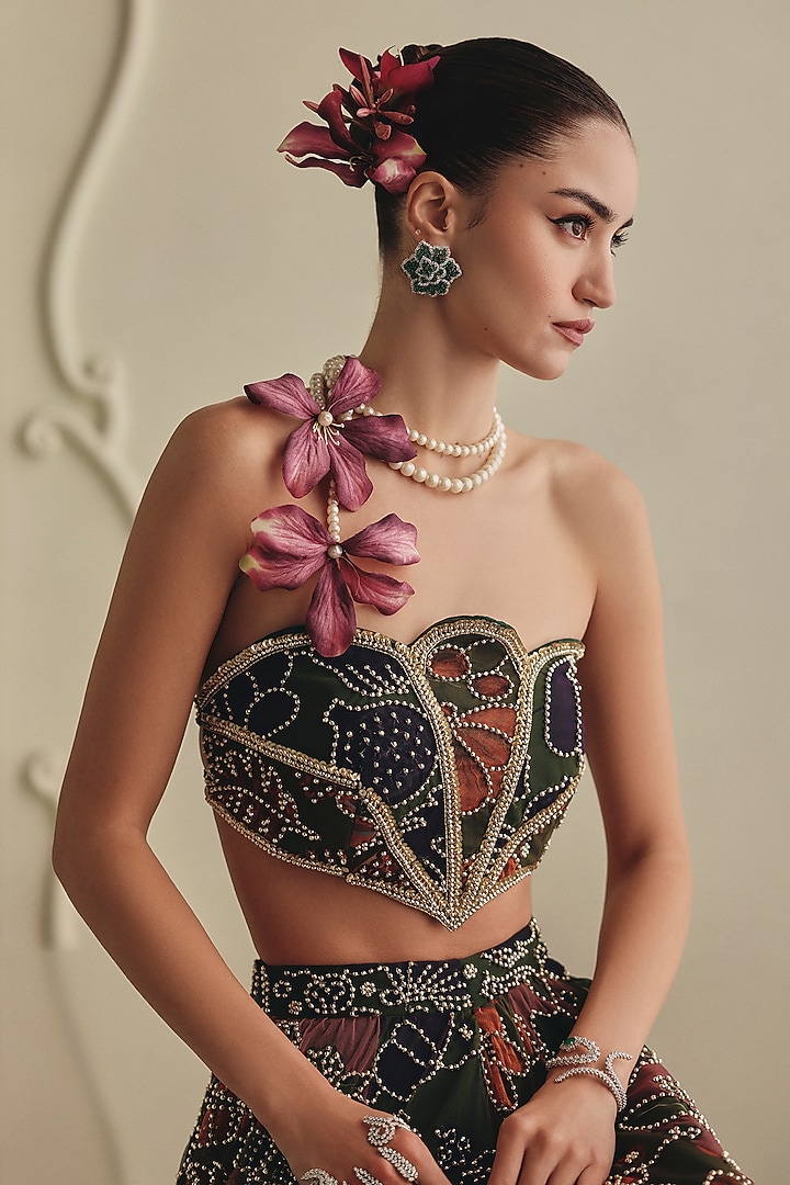 Multi-Colored Net Printed Skirt Set by Payal & Zinal at Pernia's Pop Up Shop