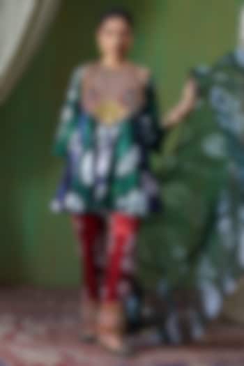 Multi-Colored Gajji Ikat Printed Short Kurta Set by Payal & Zinal at Pernia's Pop Up Shop